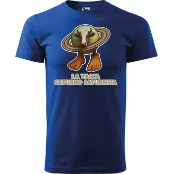 Pánské tričko Sablio Tričko s potiskem La vacca saturno saturnita - Italian Brainrot - modré 3XL