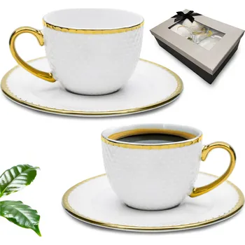 Sada šálků Bella Fiore 2+2 na kávu a čaj, 280 ml, porcelánová, dárek