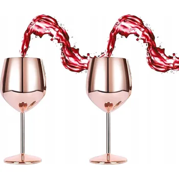 Sklenice 2 KS SADA SKLENIC NA VÍNO, GIN, RŮŽOVÉ ZLATO, OCELOVÉ, 500 ML DÁREK