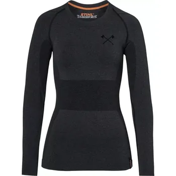 Dámské tričko Dámské tričko s dlouhým rukávem šedé STIHL (04205001434) (Barva šedá, 52% polyamid 42% polyester, 6% elastan, hladce pletená, přiléhavá košile s dlouhým rukávem, pletené logo "STIHL TIMBERSPORTS®" na zádech a pletené v osách nad hrudníkem, na štítku poutk