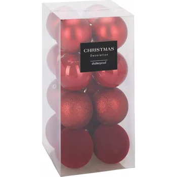 Vánoce Sada vánočních baněk kusů kusů, červené, mix lesklých a matných