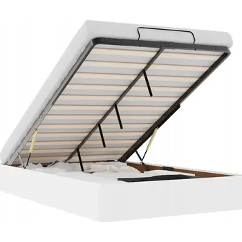 Postel Rám postele otoman bílý 203 x 120 x 23,5 cm, umělá kůže, s úložným prostorem
