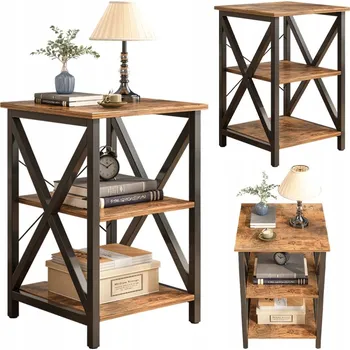 Konferenční stolek Konferenční stolek retro čtvercový světlý dub MDF deska industriální