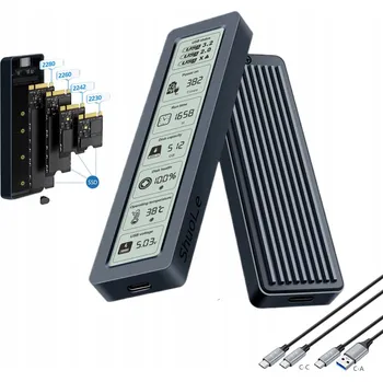 Krabice pro NVMe a SATA M.2 SSD, USB-C Gen2, hliníkové chlazení a LED displej