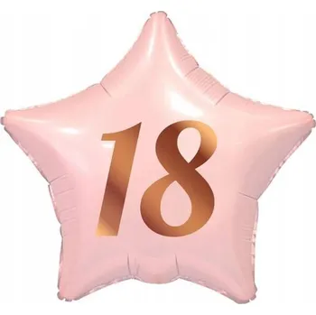 Balónek BALÓNEK HVĚZDA RŮŽOVÉ ZLATO OSMNÁCTKA 18. NAROZENINY 44 CM