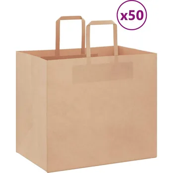 Dárková taška vidaXL Papírové tašky 50 ks s uchy hnědé 32x22x28 cm