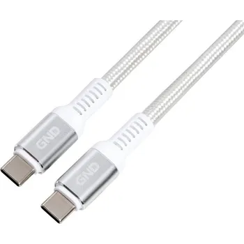 GND USB-C / USB-C, 100W, opletený, 1m (USBCC100MM03) bílý