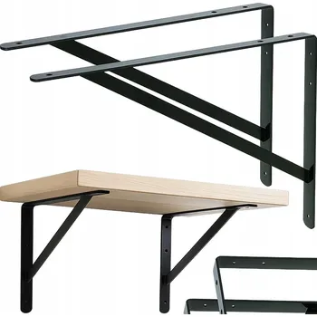 Koupelnový nábytek Černá policejní konzole 40 cm, podpěra, držák pro dřevěnou polici, silný