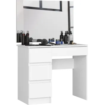 Toaletní stolek Kosmetický stolek se zrcadlem T-6 I 90x50 cm bílý levý
