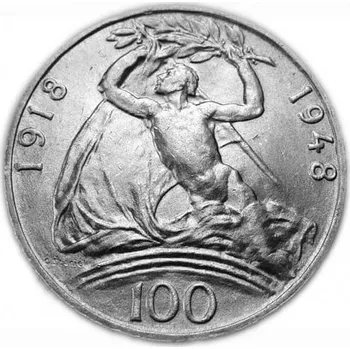 Mincovna Kremnica Stříbrná mince 100 Kč | 1948 | 30. výročí vzniku ČSR | 14 g