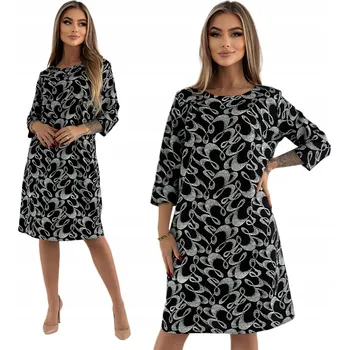 Dámské šaty KRÁSNÉ BAVLNĚNÉ ŠATY S BÍLÝM VZOREM, VELIKOST 42