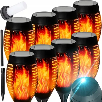 Venkovní osvětlení SOLÁRNÍ ZAHRADNÍ LAMPA IMITACE POCHODNĚ, SOLÁRNÍ SVĚTLA DO ZAHRADY LED 8 KUSŮ