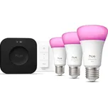 Philips Hue Bluetooth, E27, 1100 lm, White and Color Ambiance (3 ks) + Bridge + Switch (929003853503)