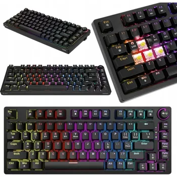 Klávesnice Savio MECHANICKÁ HERNÍ KLÁVESNICE BEZDRÁTOVÁ RGB LED DOBRÁ ČERNÁ