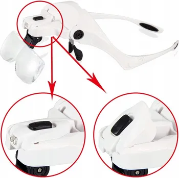 Zvětšovací Lupa s LED diodami a 5 Vyměnitelnými Objektivy na Hlavu