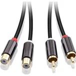 GoGEN 2x Cinch, 2,5m, prodlužovací, pozlacené konektory (2CINCH250FM01) černý