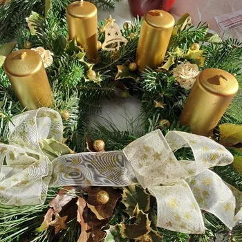 Vánoční dekorace Věnec jedlový adventní 25 cm zlatý průměr 25/30 cm