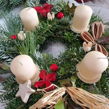 Vánoční dekorace Věnec jedlový adventní 20 cm bílý průměr 20/25 cm