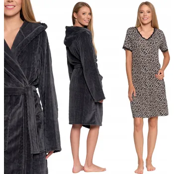 Dámský župan Dámský župan s kapucí a kapsami a Noční košile Dárek MORAJ XL