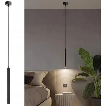 LED závěsné svítidlo Cylindrické černé svítidlo 50 cm