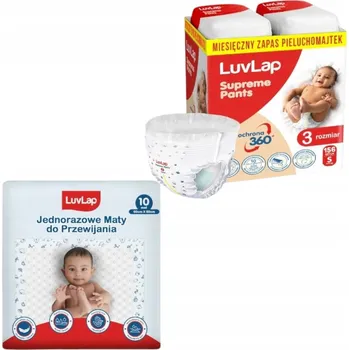 Plenkové kalhoty LuvLap Supreme Premium Dětské Plenkové Kalhotky velikost 3, 4-8 kg, 156 ks