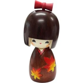 Japonská panenka Kokeshi Kaede - Chan - Kouzlo podzimu, 13,5 cm