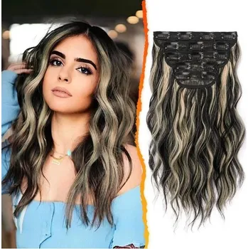 Barva na vlasy BARSDAR Clip in Prodloužení 35 cm Zvýraznění Vlnité Clip in Prodlužování vlasů pro ženy 5ks Silný