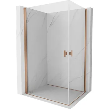 Sprchový kout Mexen Mist-B Duo s výklopným mechanismem 95 x 90 cm, průhledný, kartáčovaná měď - 8A2-095-090-65-00