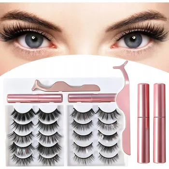 Péče o řasy a obočí UMĚLÉ MAGNETICKÉ ŘASY S APLIKÁTOREM 10 PÁRŮ DLOUHÉ HUSTÉ + 2X EYELINER