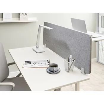 Psací stůl Stolová přepážka světle šedá PET materiál látkový potah 120 x 40 cm akustický oddělovač na pracovní stůl domácí kancelář Beliani