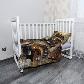 Povlečení Sablio Mikroplyšové dětské povlečení do postýlky Žlutý školní autobus - 120x90 / 40x60