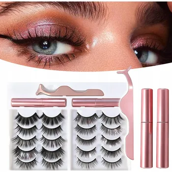 Péče o řasy a obočí Magnetické Řasy 10 PÁRŮ Umělé DLOUHÉ Sada XXXL + PINZETA + 2X EYELINER