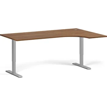 Psací stůl B2B Partner Rohový výškově nastavitelný stůl, 180x120 cm, 1 motor, L/P, šedá podnož, ořech
