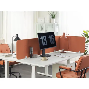 Psací stůl Stolová přepážka červená PET materiál látkový potah 72 x 40 cm akustický oddělovač na pracovní stůl domácí kancelář Beliani