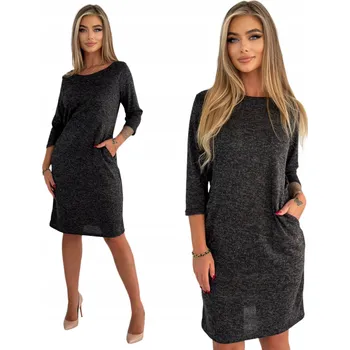 Dámské šaty ČERNÉ SVETROVÉ ŠATY S KAPSYMI VELIKOST 40