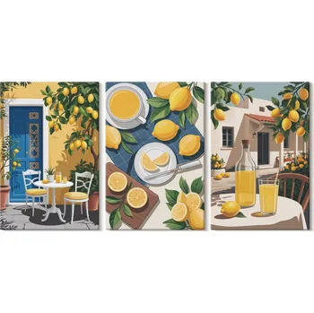 Obraz Vícedílná Sada Obrazů Limonáda Citronové Patio Slunce 3x 20x30 cm