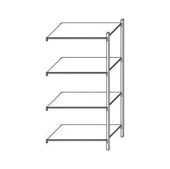 Dílenský regál Kovový regál Andras, přístavbový, 250 x 225 x 50 cm, 1 600 kg, 4 police, pozink