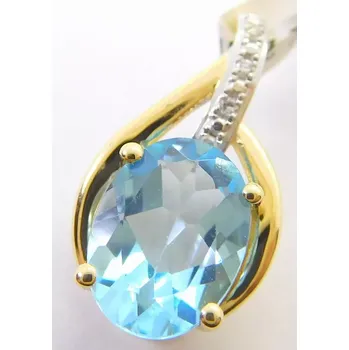 Přívěsek Klenoty Budín Dámský zlatý diamantový přívěsek s diamanty a blue topazem 1,420CT 585/0,75gr 3824526 (MÁME SKLADEM A IHNED MŮŽEME ODESLAT!)
