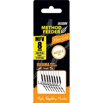 Rybářský háček HÁČKY METHOD FEEDER JAXON 8 ks s návazcem a jehlou HY - velikost 10