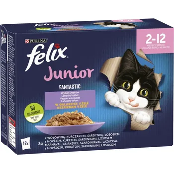Krmivo pro kočku Felix Fantastic Junior Krmivo pro koťata, výběr příchutí v želé 12x85 g