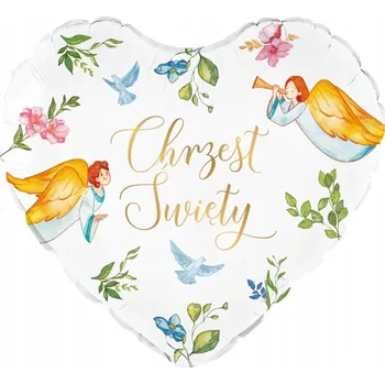 Balónek Foliový balónek PartyPal srdce Křest Andělé 45 cm