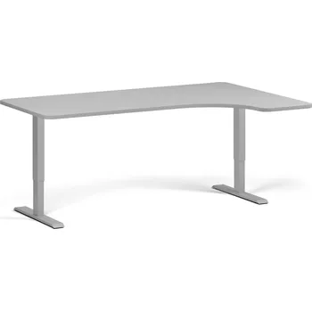Psací stůl B2B Partner Rohový polohovací stůl se zaoblenými rohy, 180x120 cm, 1 motor, L/P, šedá podnož, šedá