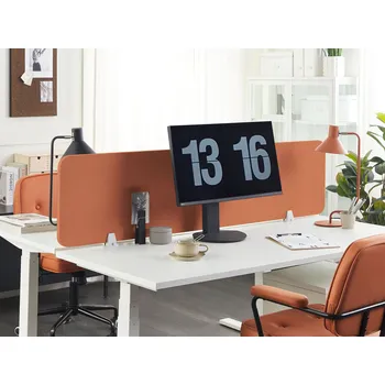 Psací stůl Stolová přepážka červená PET materiál látkový potah 130 x 40 cm akustický oddělovač na pracovní stůl domácí kancelář Beliani