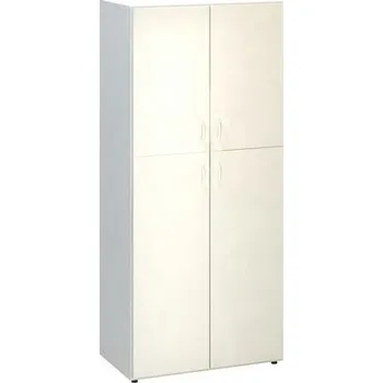 Nábytek Vysoká široká skříň Alfa 500, 178 x 80 x 47 cm, s dvířky, dezén bílá