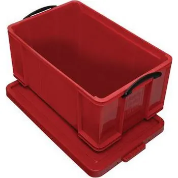 Úložný box Plastový úložný box s víkem na klip, červený, 64 l