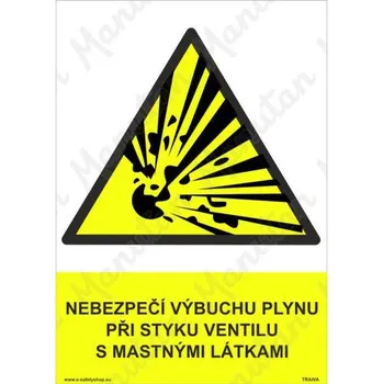 Kancelář Nebezpečí výbuchu plynu při styku ventilu s mastnými látkami, plast 210 x 297 x 2 mm A4