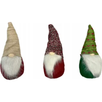 Vánoční dekorace Vánoční Mikuláš / Skřítek 24 cm stojící dekorace, měkká ozdoba