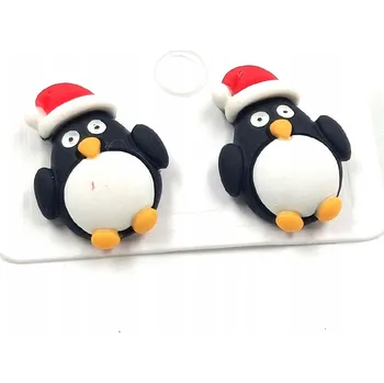 Náušnice Vánoční Náušnice Santa Claus Dárek roztomilé lehké malé šperky tučňáci