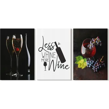 Obraz Sada obrazů Galerie obrazů Skleničky Vína Hroznové Víno Nápis 3x 20x30 cm