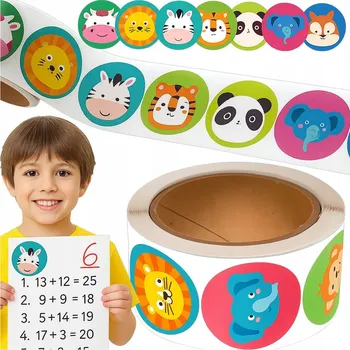 samolepka MOTIVAČNÍ SAMOLEPKY SAMOLEPICÍ ODMĚNY PRO DĚTI ZVÍŘATA ROLE 500KS